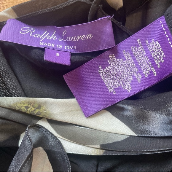 Ralph Lauren Collection Purple Label Floral Silk Cocktail Midi Dress Fit & Flare - Picture 11 of 11